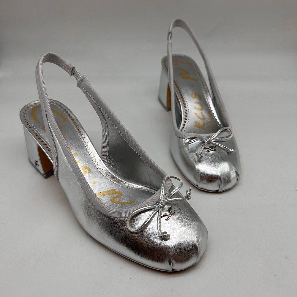 Circus NY by Sam Edelman Diane Soft Silver Metallic Slingback Block Heel 9M